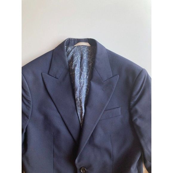 Men's LOUIS VUITTON UNIFORMS Navy Blue Virgin Wool Blazer Suit Jacket, Size 44 - Picture 3 of 14